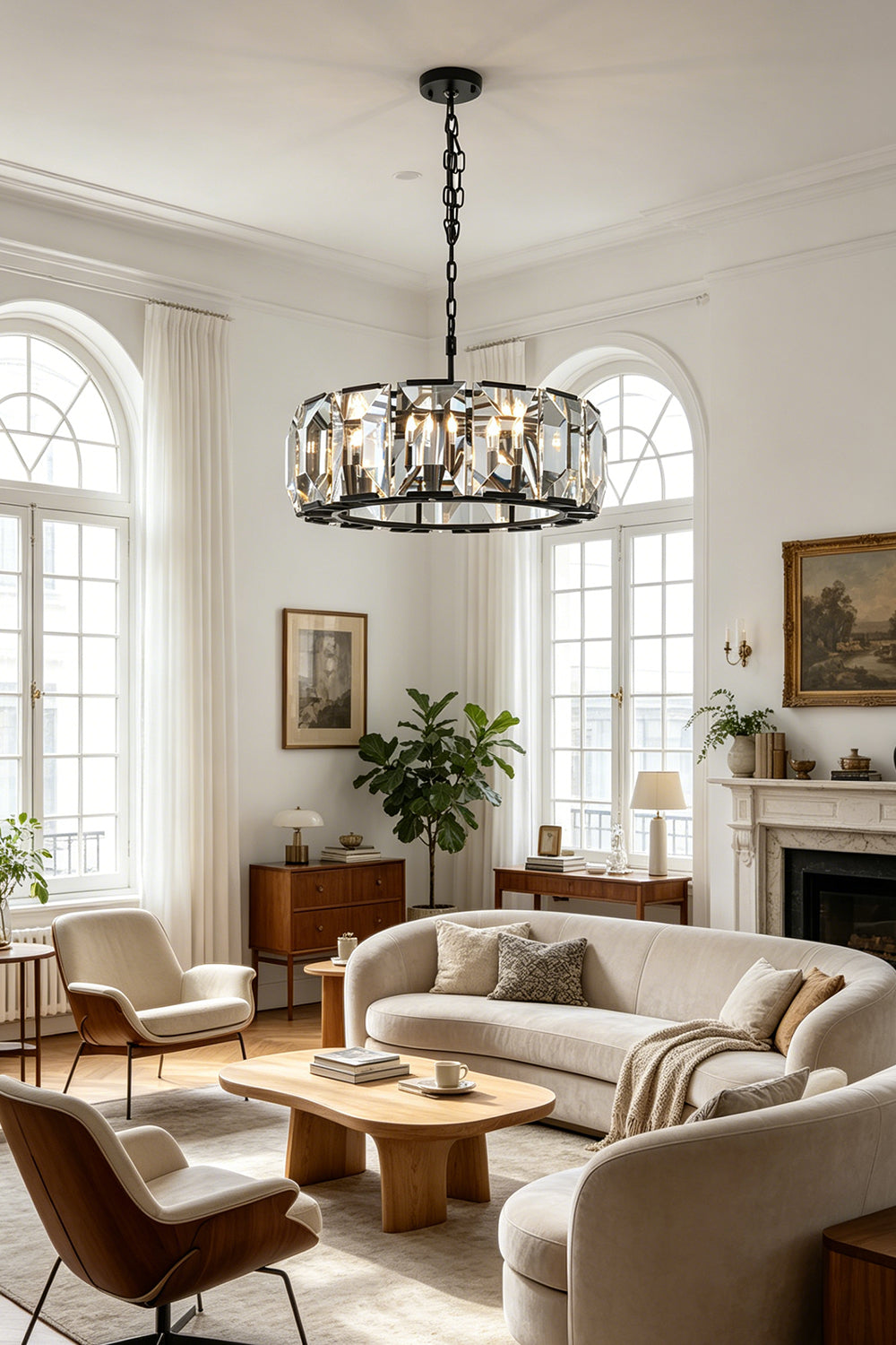 Faceted Crystal Halo Chandelier for Living room | Samu Lamp