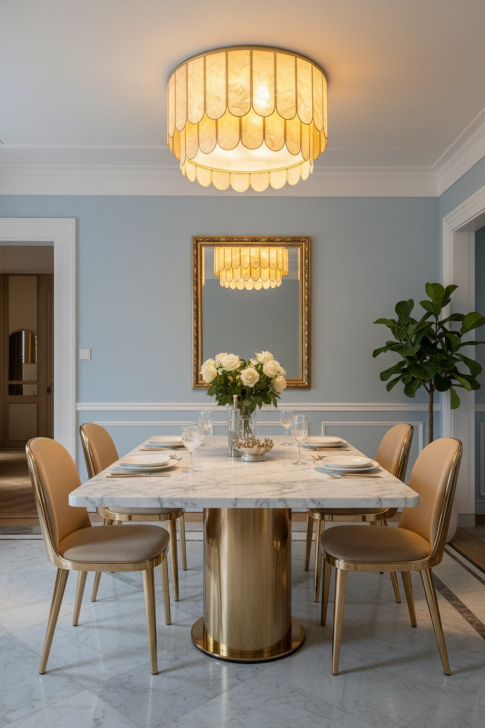 Faceted Shell Bloom Ceiling Light