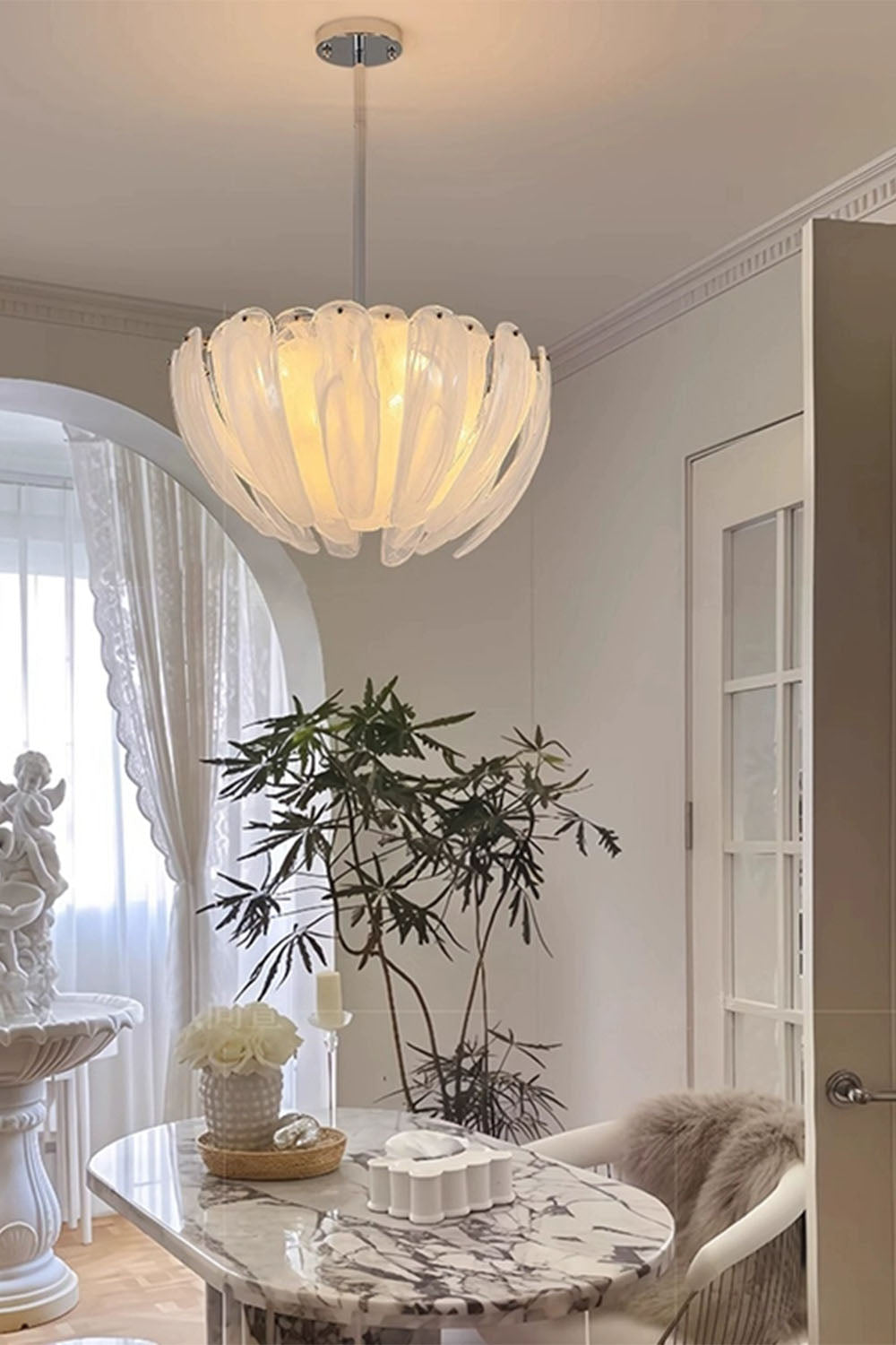Feather Glass Chandelier