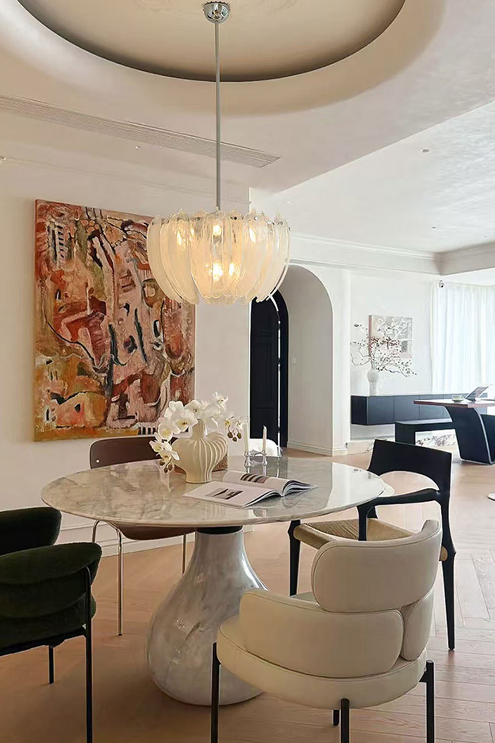 Feather Glass Chandelier
