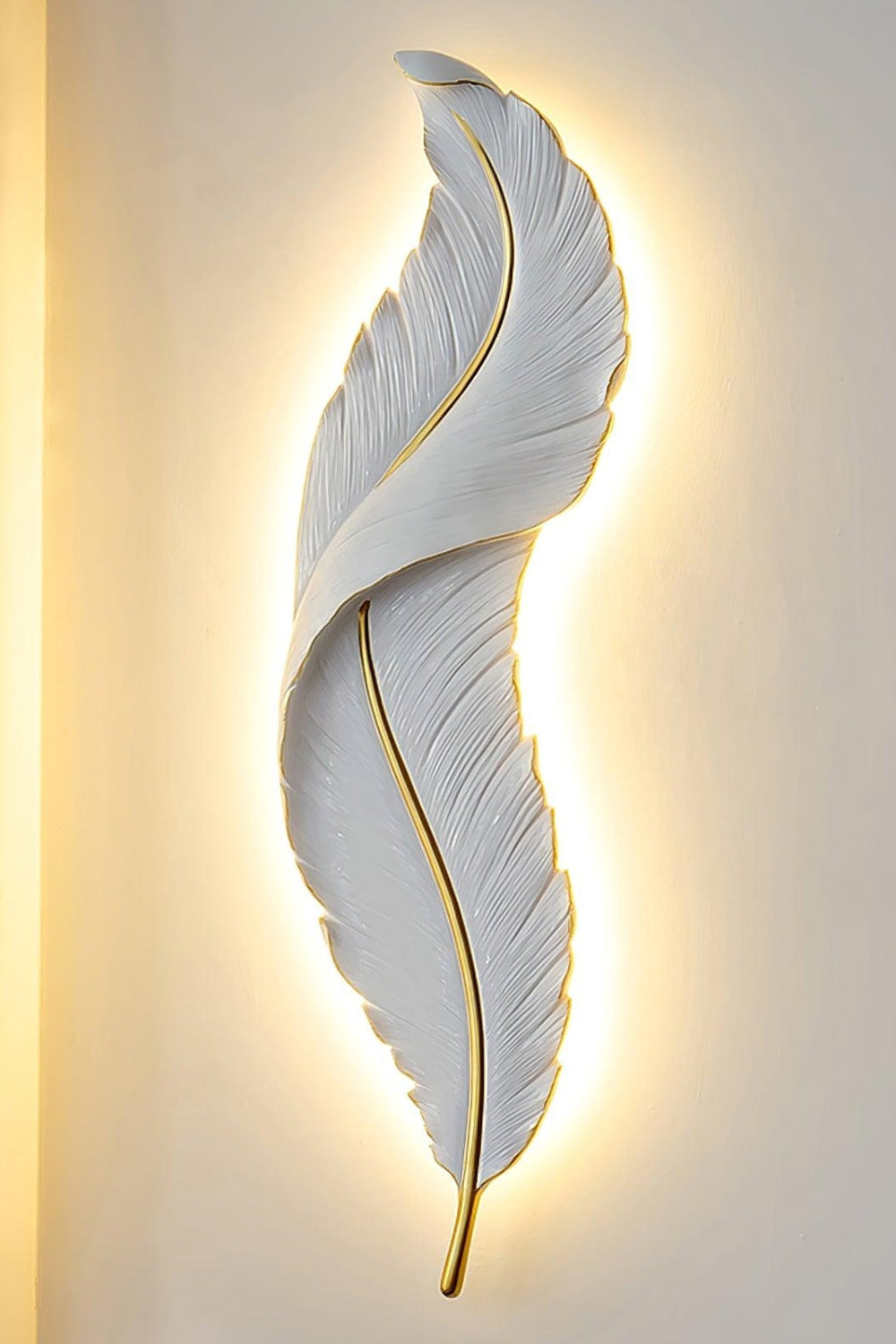 Modern White Gold Feather Wall Lamp