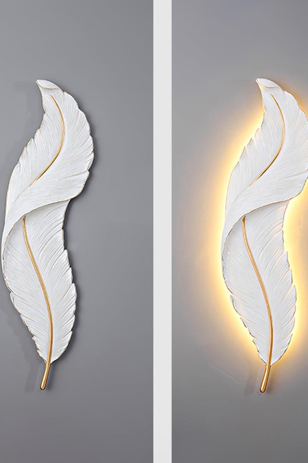 Modern White Gold Feather Wall Lamp