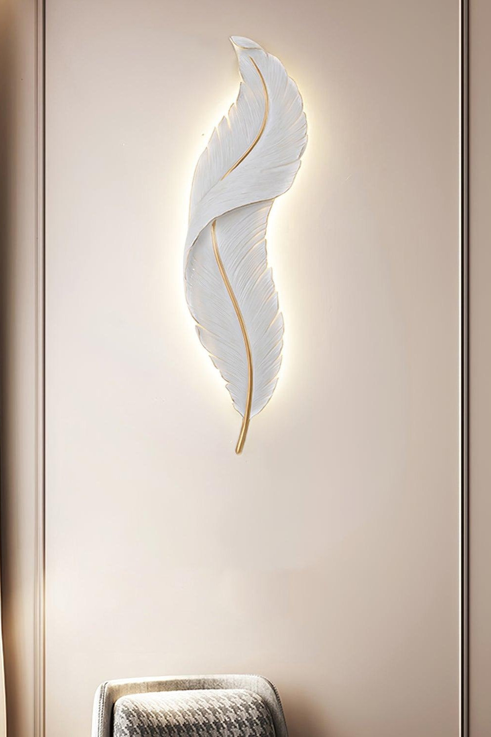 Modern White Gold Feather Wall Lamp