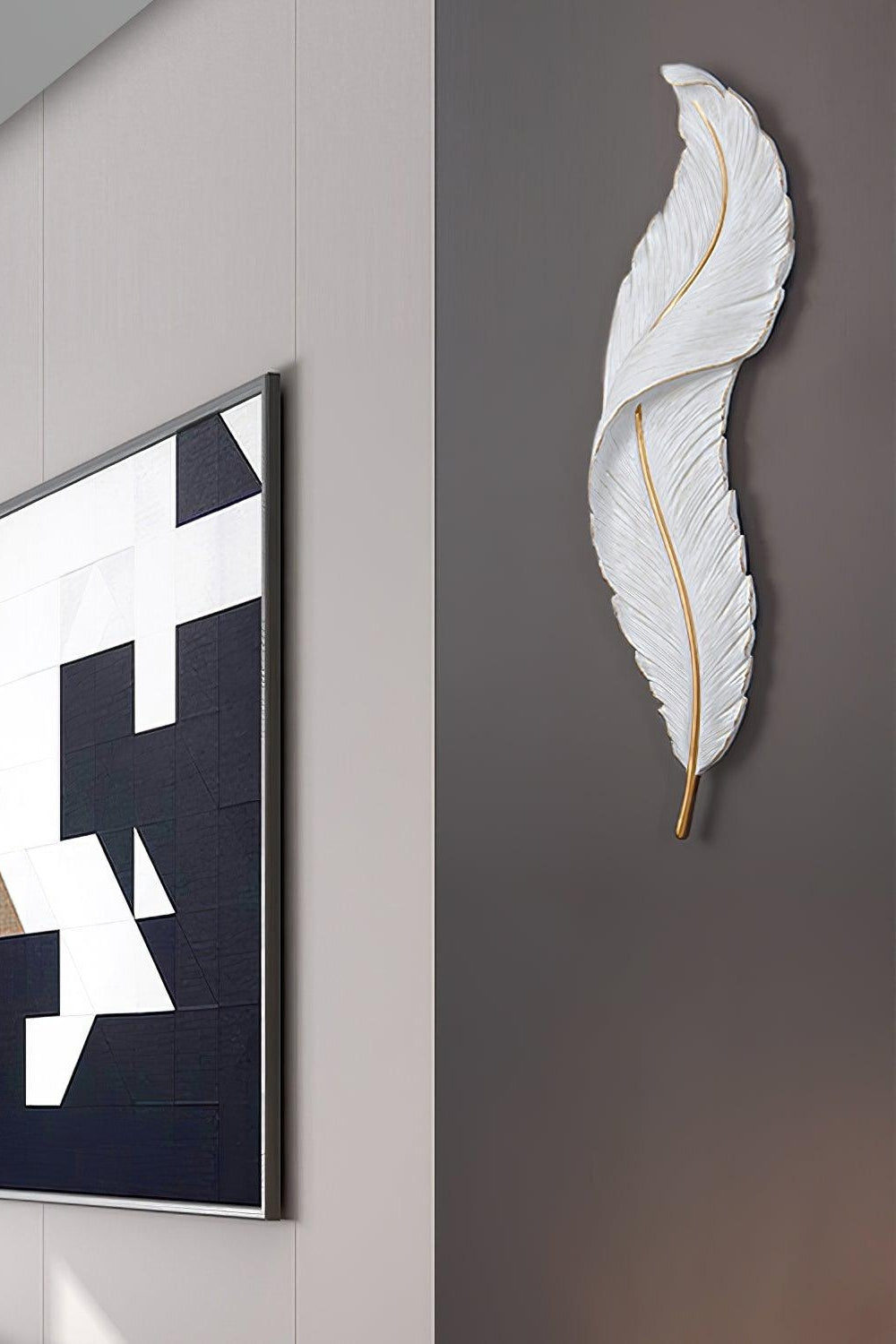 Modern White Gold Feather Wall Lamp