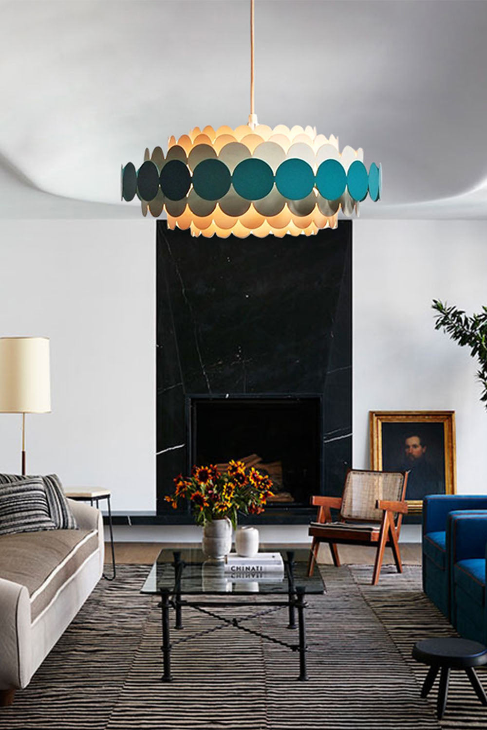 French Colorful Round Chandelier