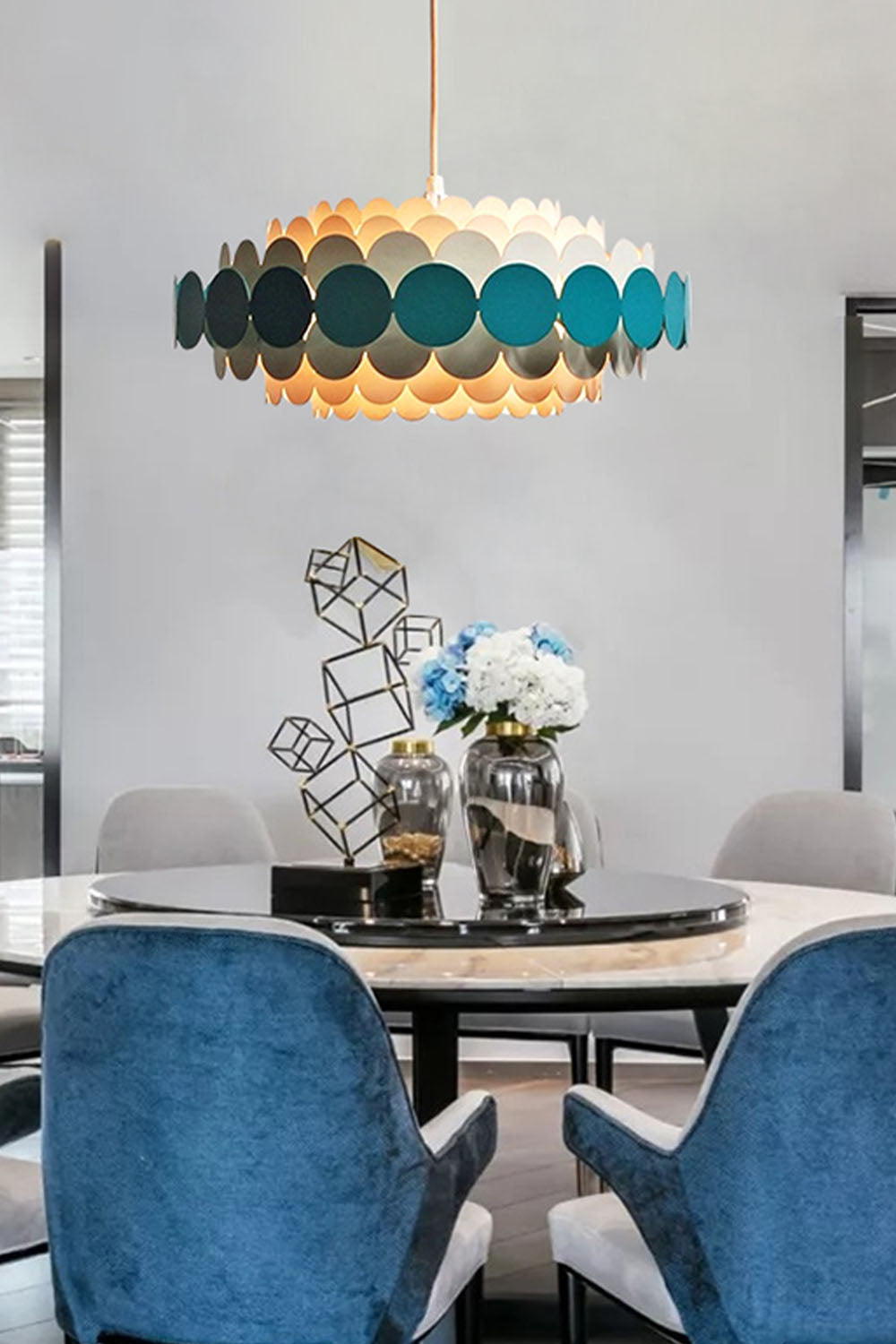 French Colorful Round Chandelier
