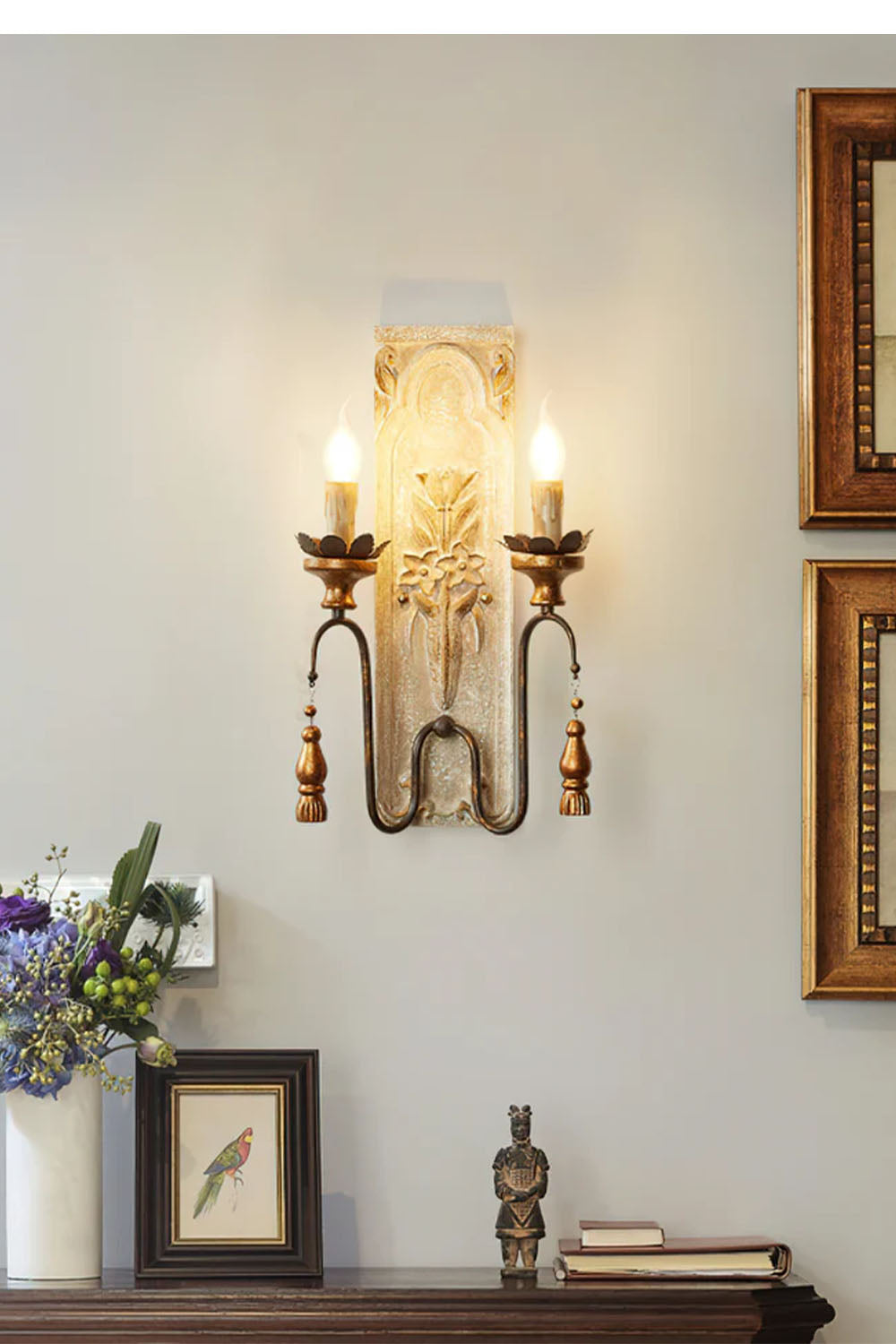French Country Wooden Wall Lamp