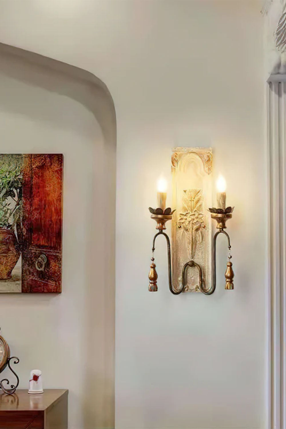 French Country Wooden Wall Lamp