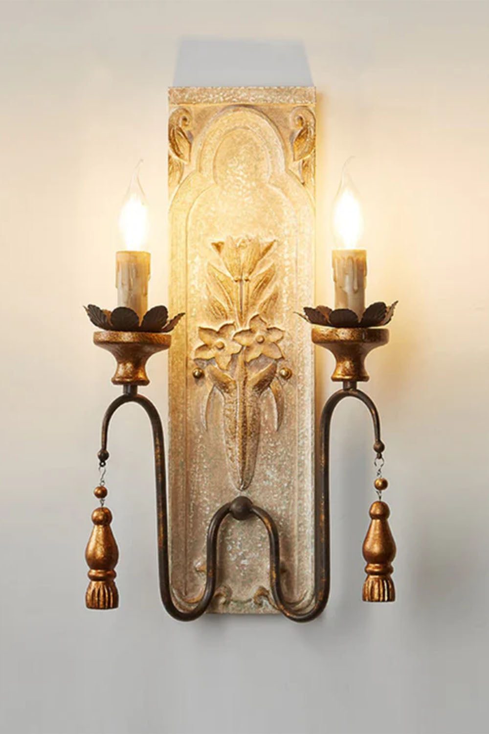 French Country Wooden Wall Lamp