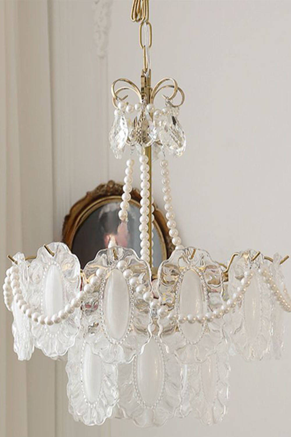 French Glass Pearl Chandelier
