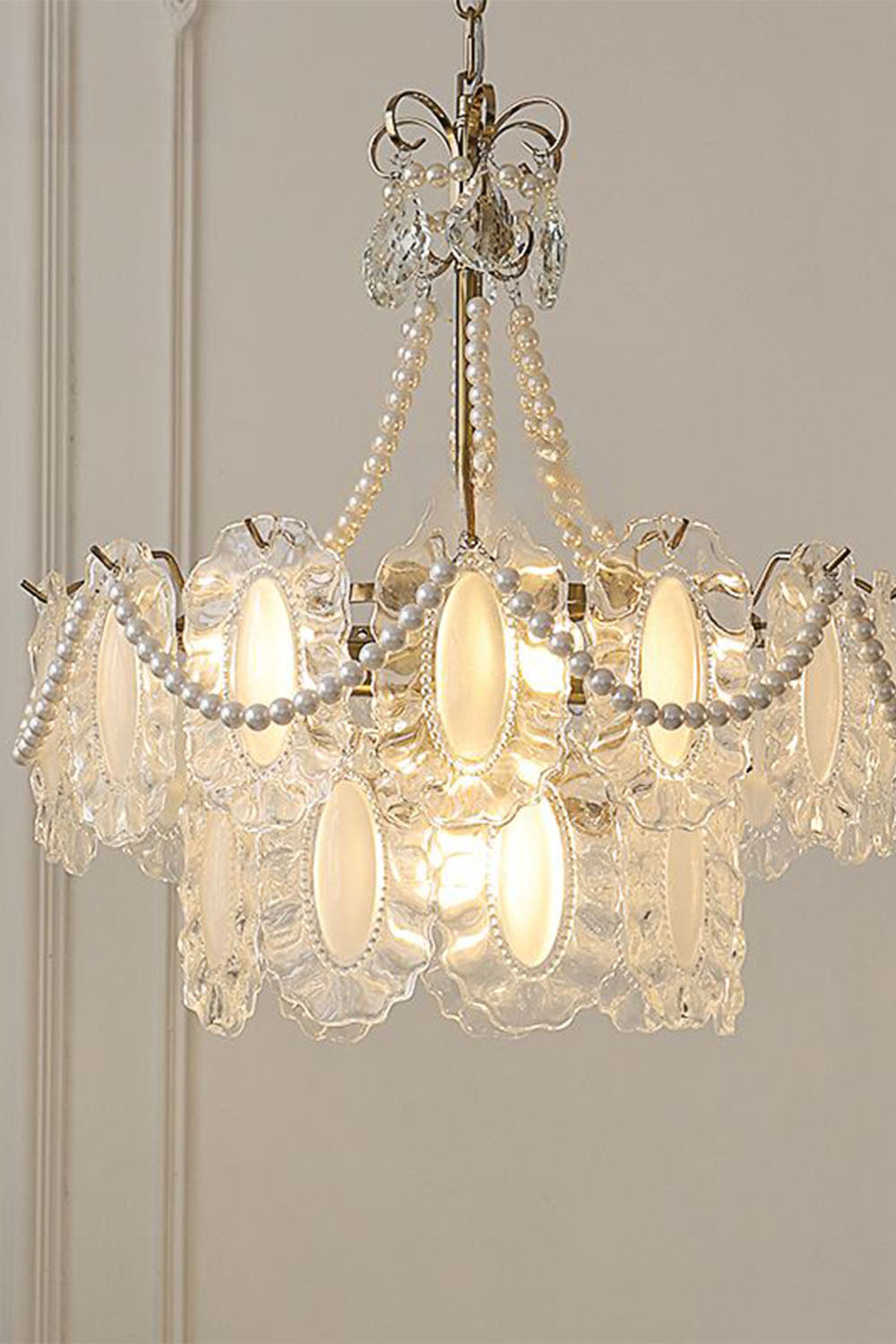 French Glass Pearl Chandelier