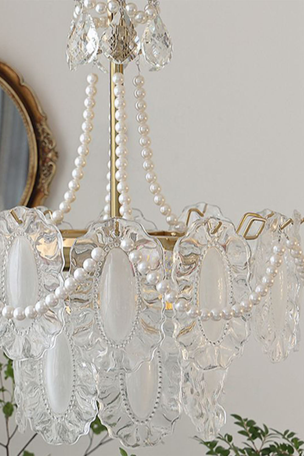 French Glass Pearl Chandelier