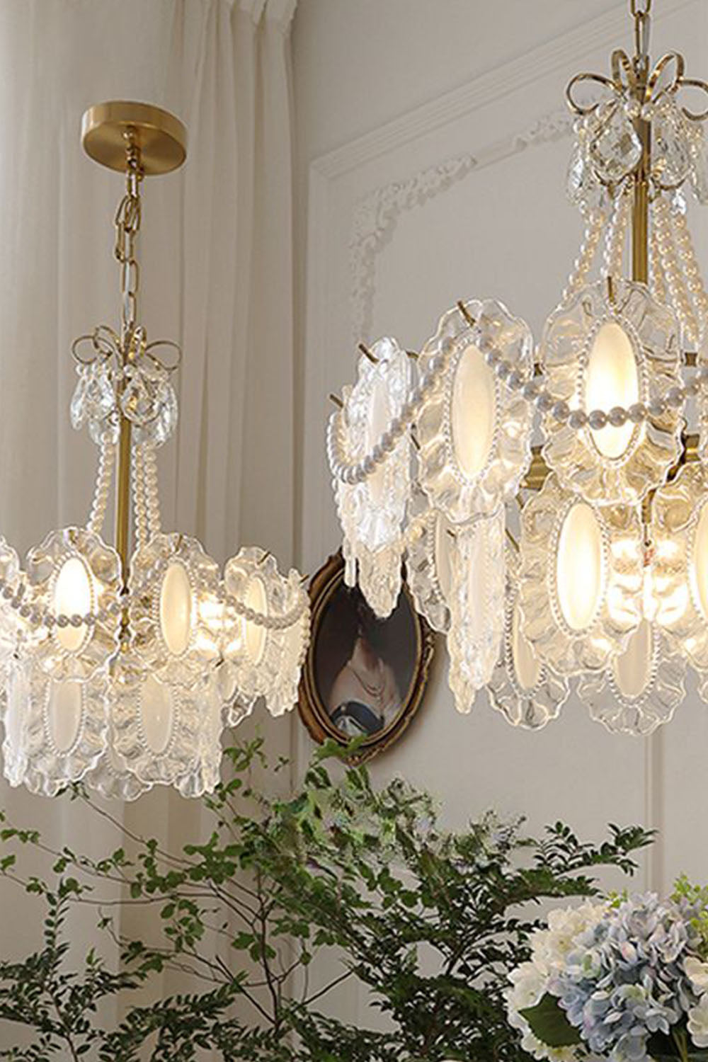 French Glass Pearl Chandelier