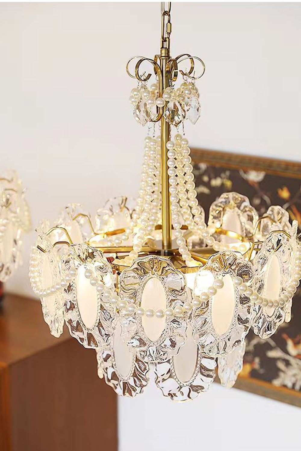 French Glass Pearl Chandelier