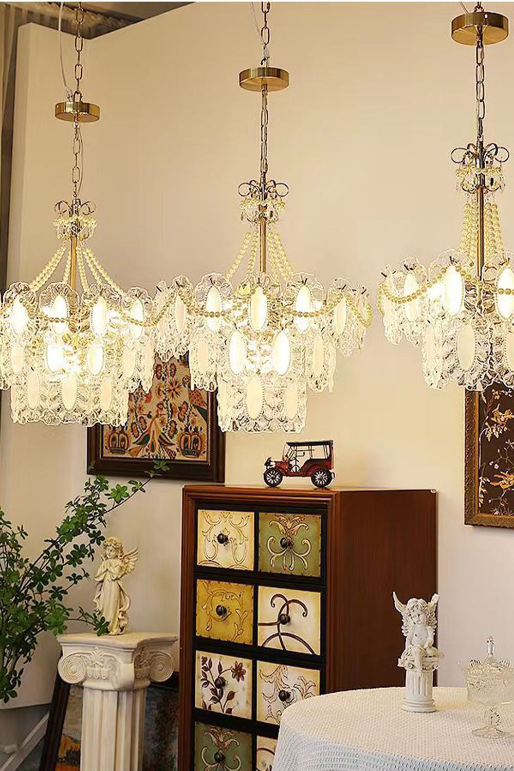 French Glass Pearl Chandelier