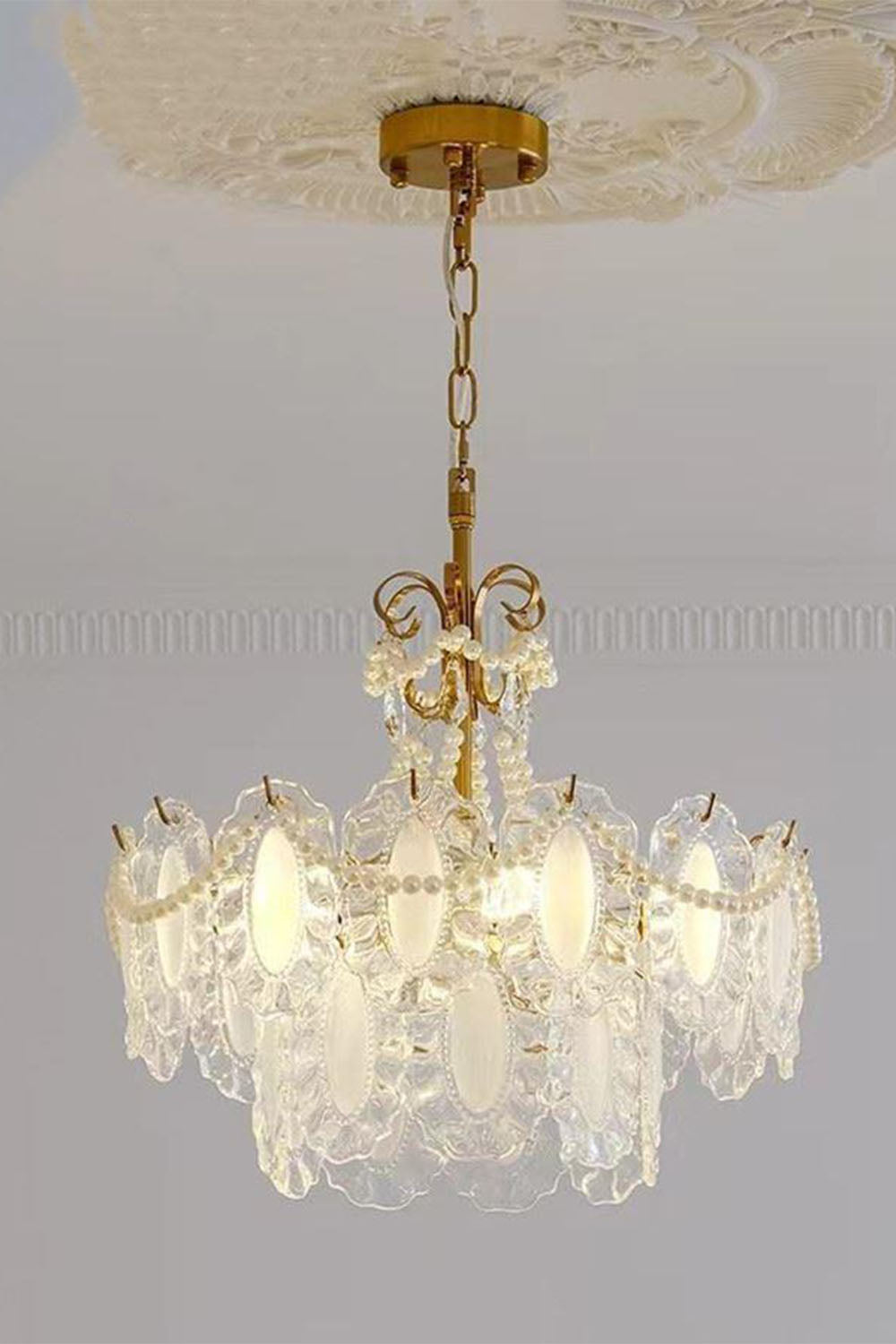 French Glass Pearl Chandelier