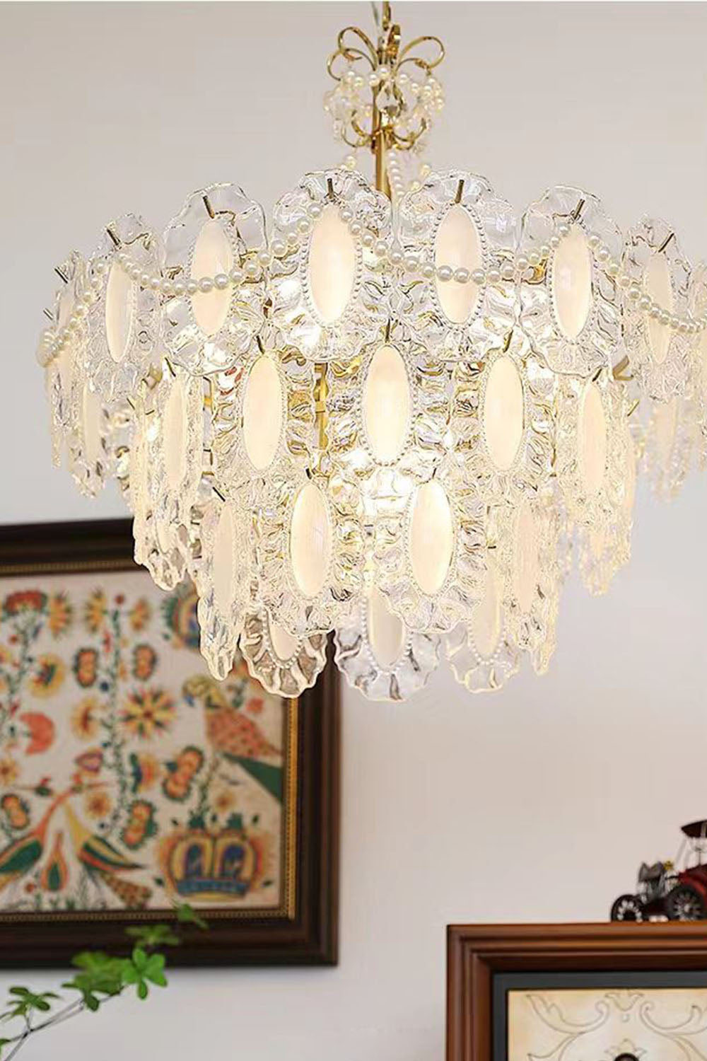 French Glass Pearl Chandelier