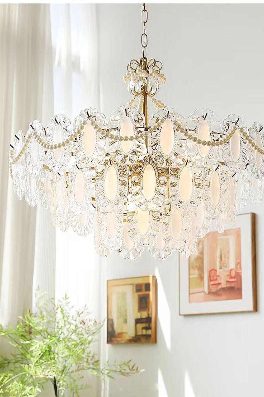French Glass Pearl Chandelier