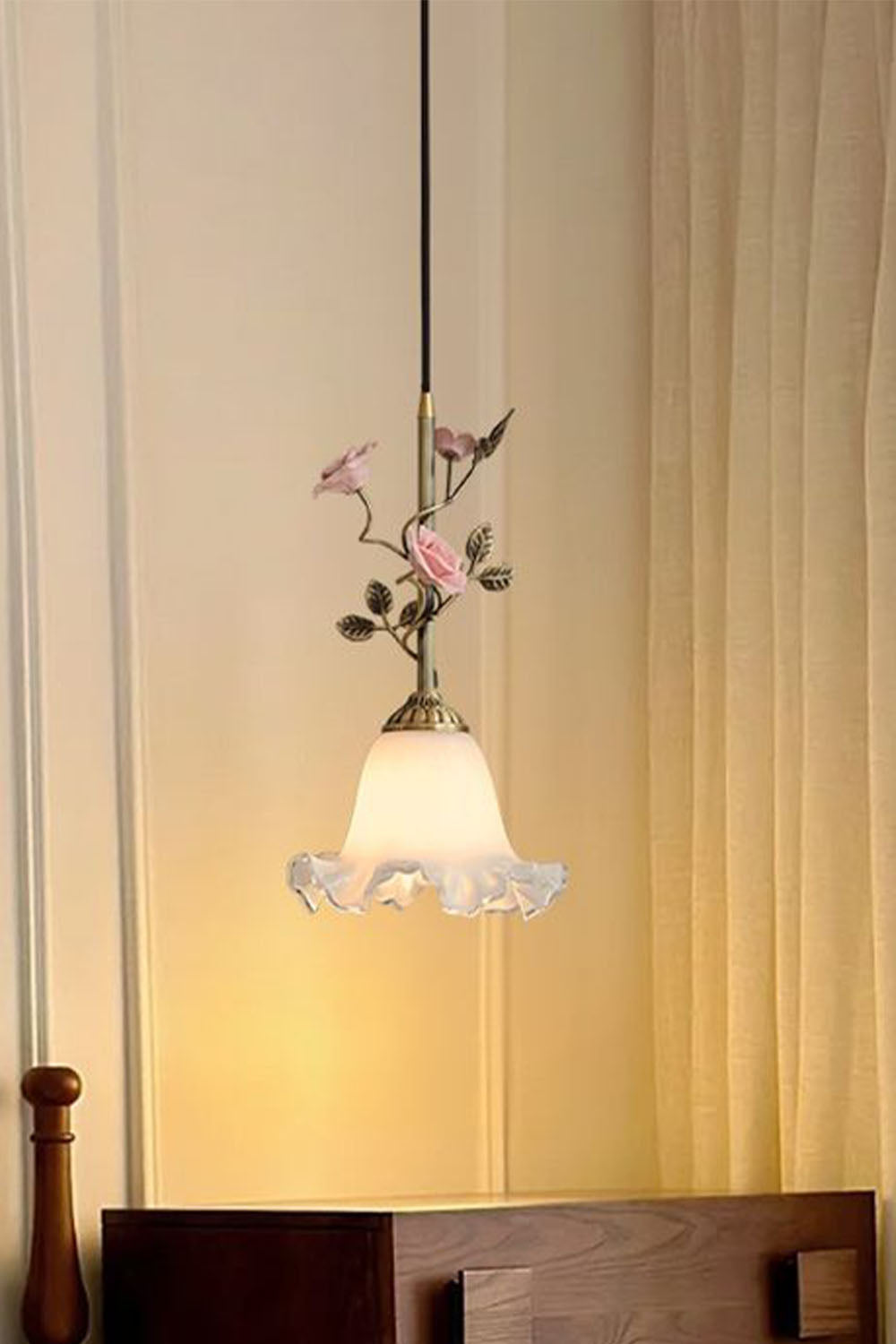 French Retro Glass Rose Chandelier
