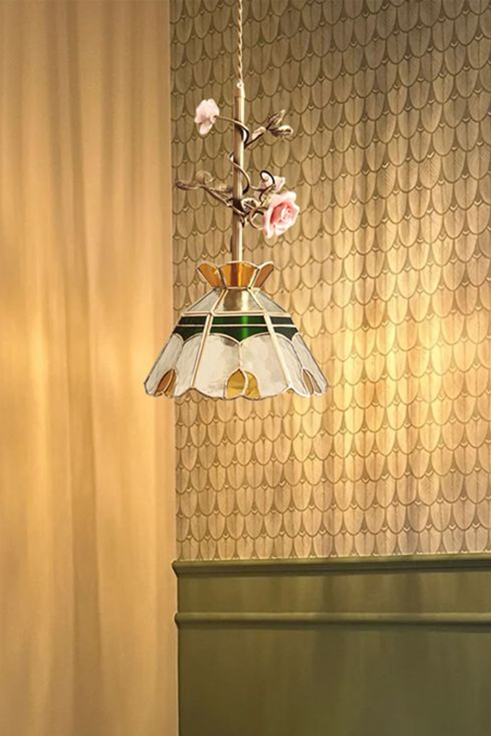 French Retro Glass Rose Chandelier