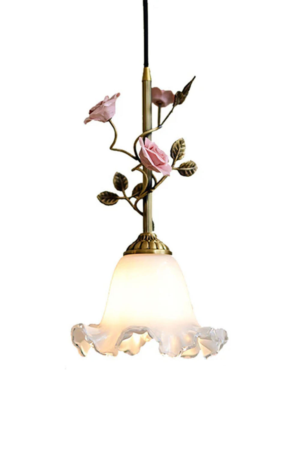 French Retro Glass Rose Chandelier