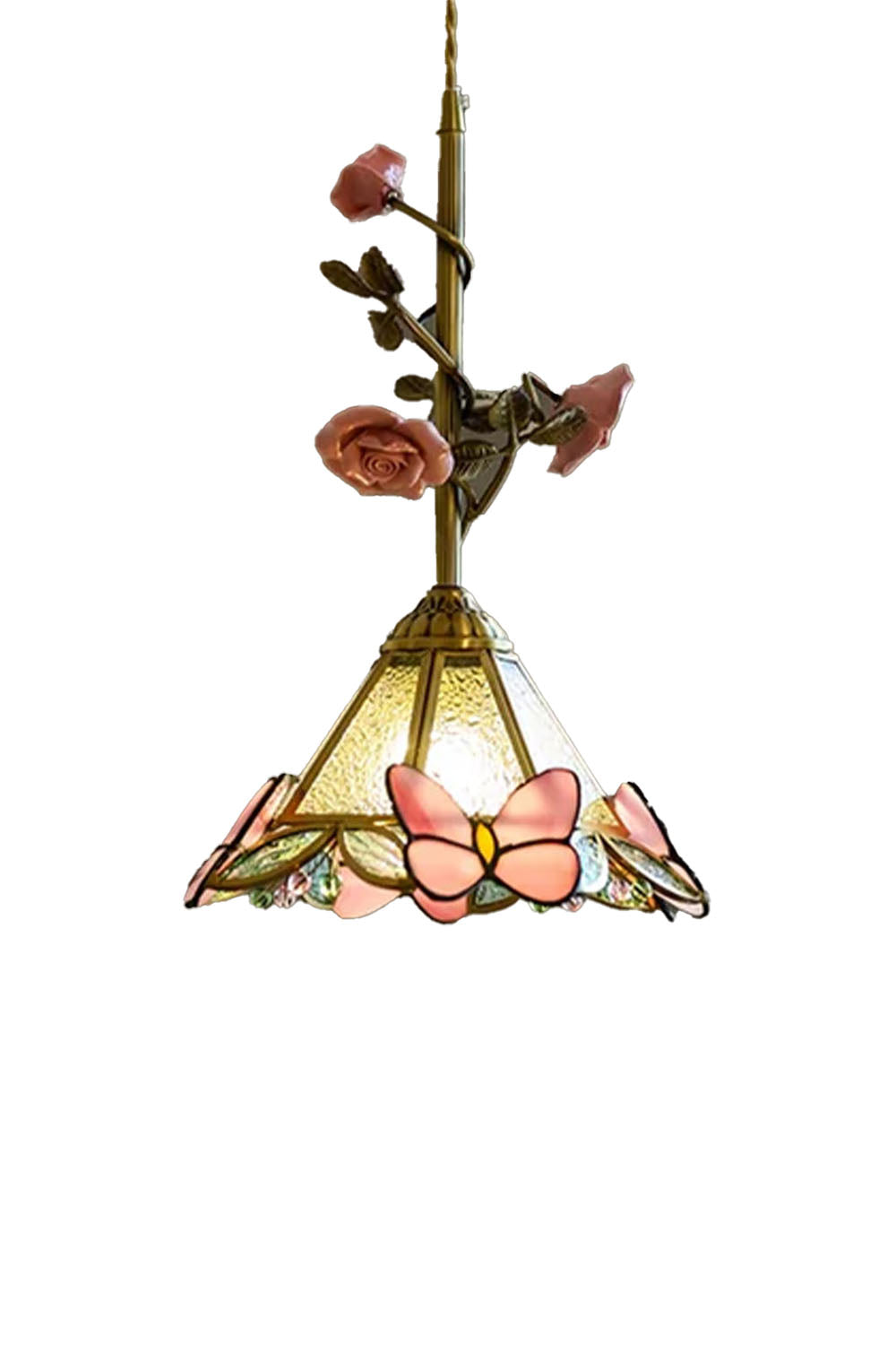 French Retro Glass Rose Chandelier