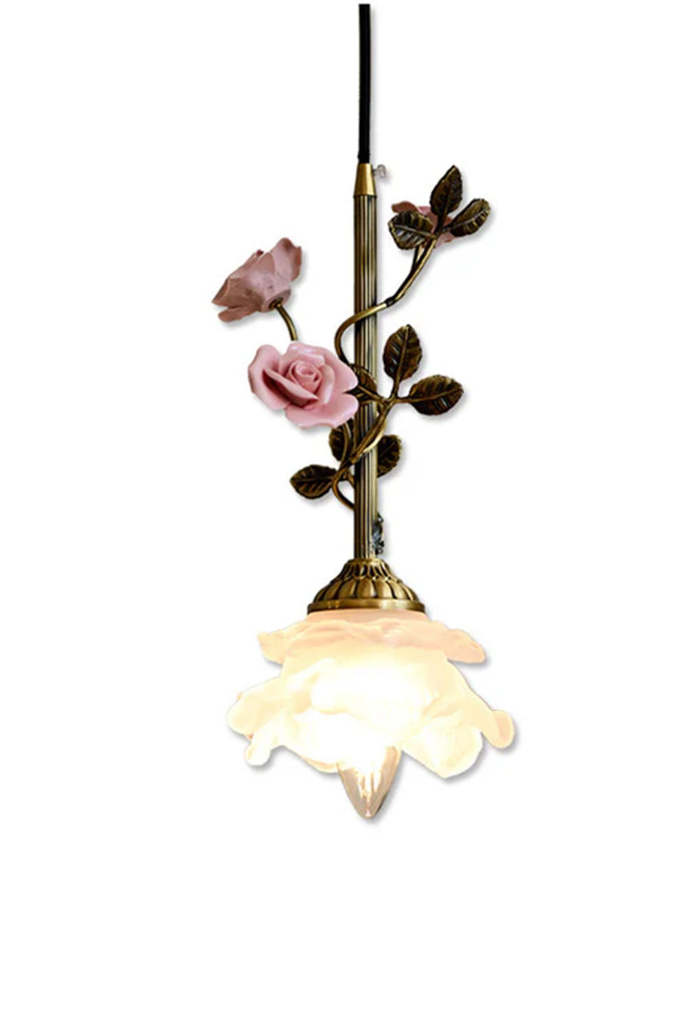 French Retro Glass Rose Chandelier