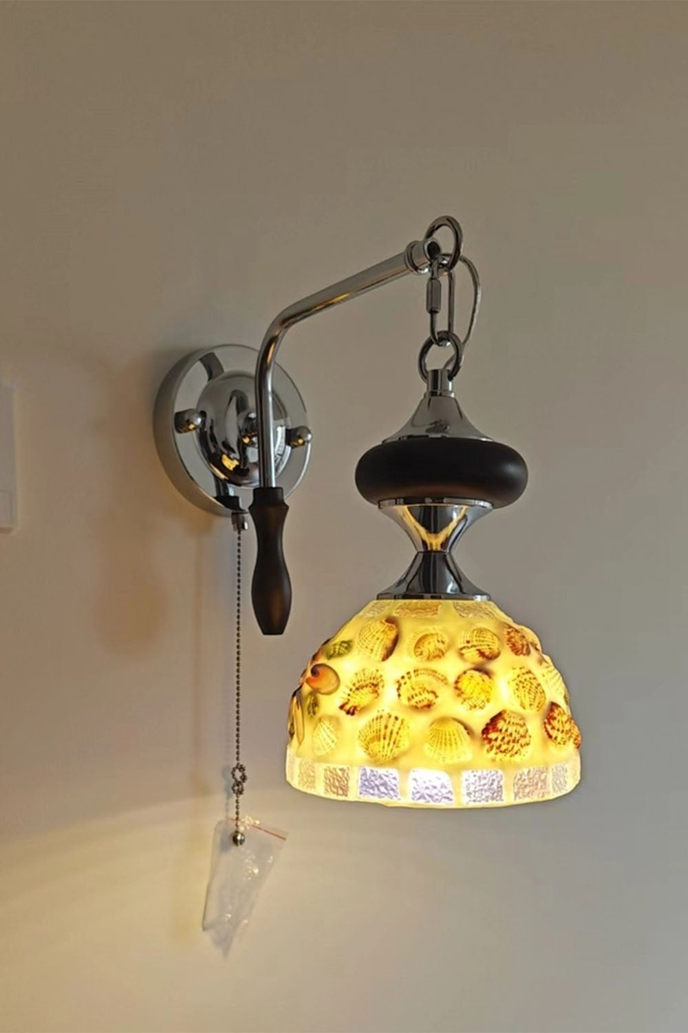 French Retro Handmade Shell Wall Lamp