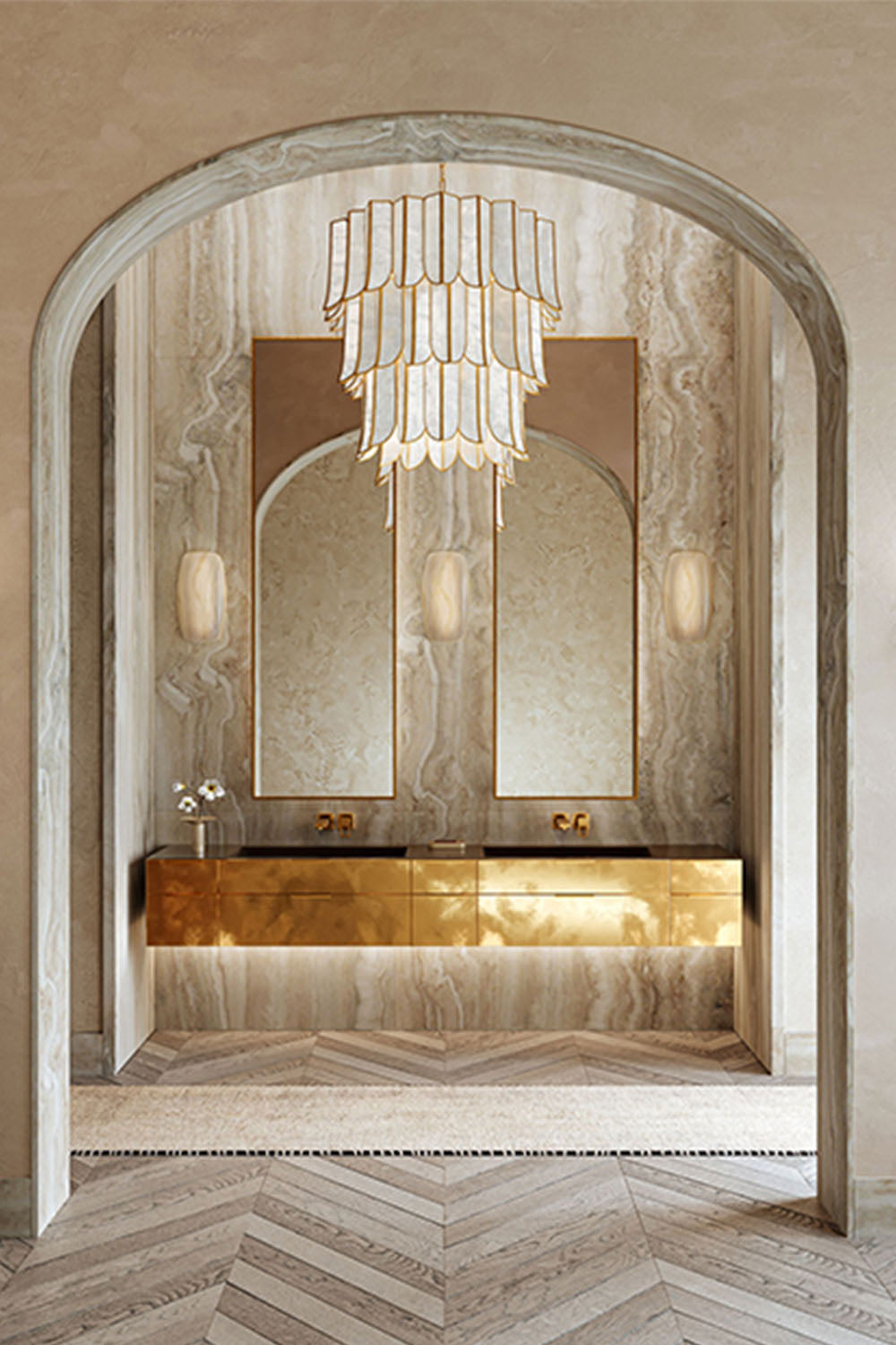 French Retro Shell Chandelier