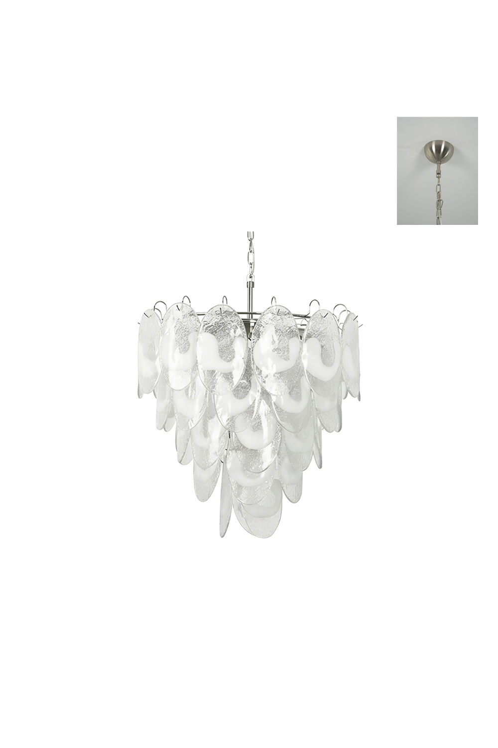 Frostelle Art Chandelier with chrome hardware finish | Metal, Glass | Small product shot isolated on white background | Samu Lamp