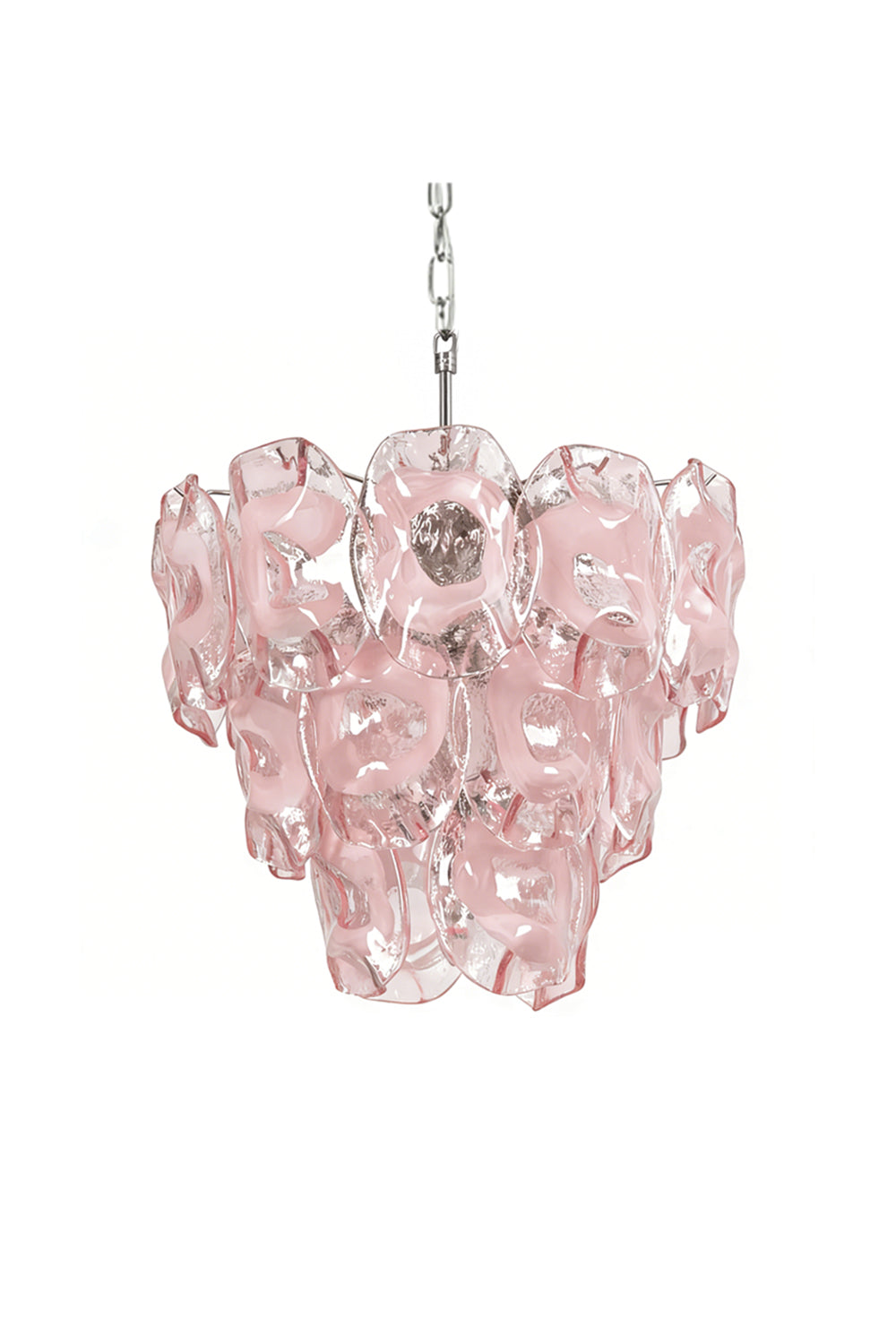 Frostelle pink glass petal chandelier | Metal, Glass | Front view isolated on white background | Samu Lamp