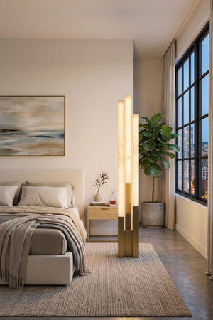Gethin Triple Column Alabaster Floor Lamp