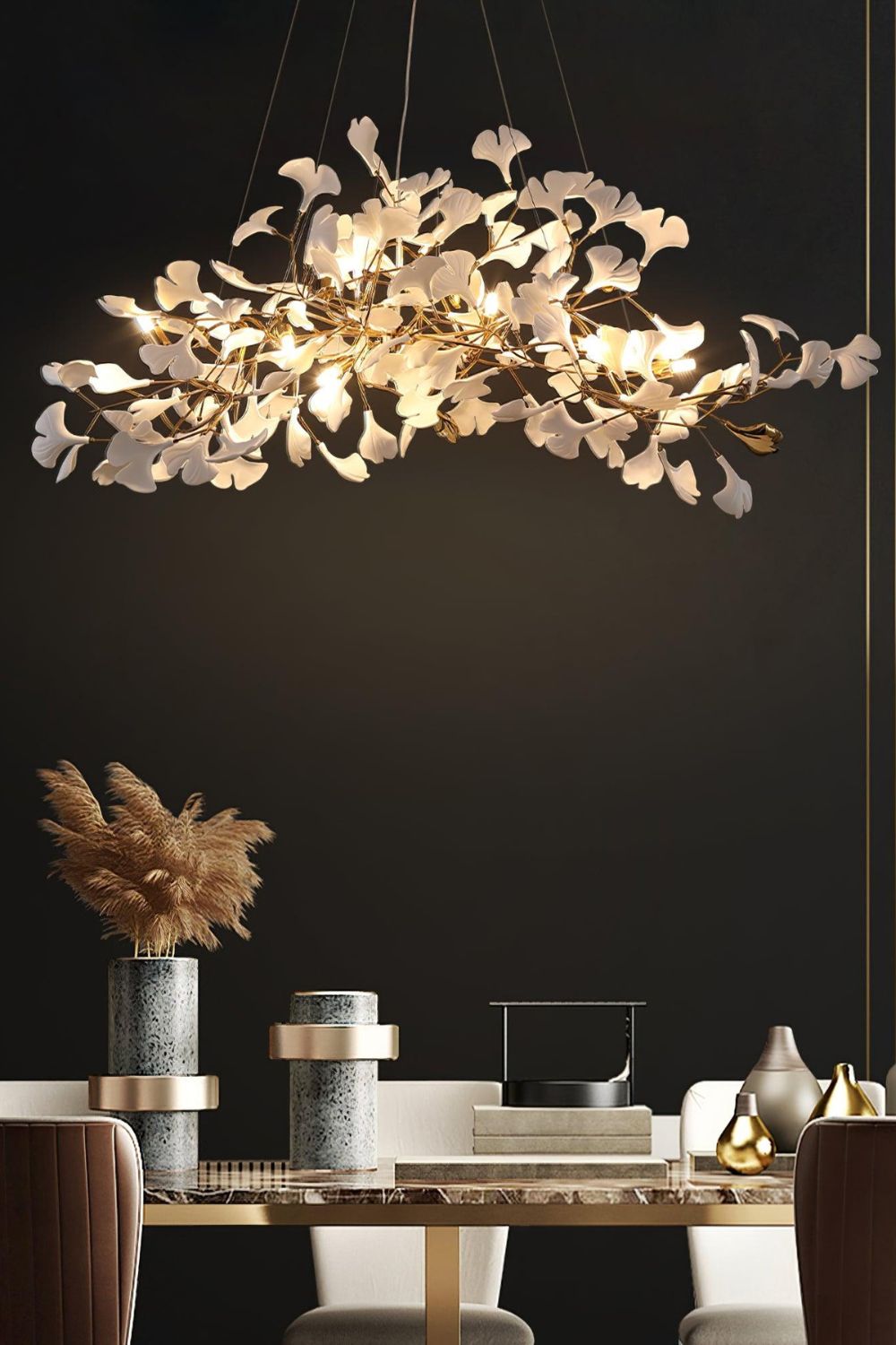 Cermaic Leaf Gingko Chandelier N – SamuLighting