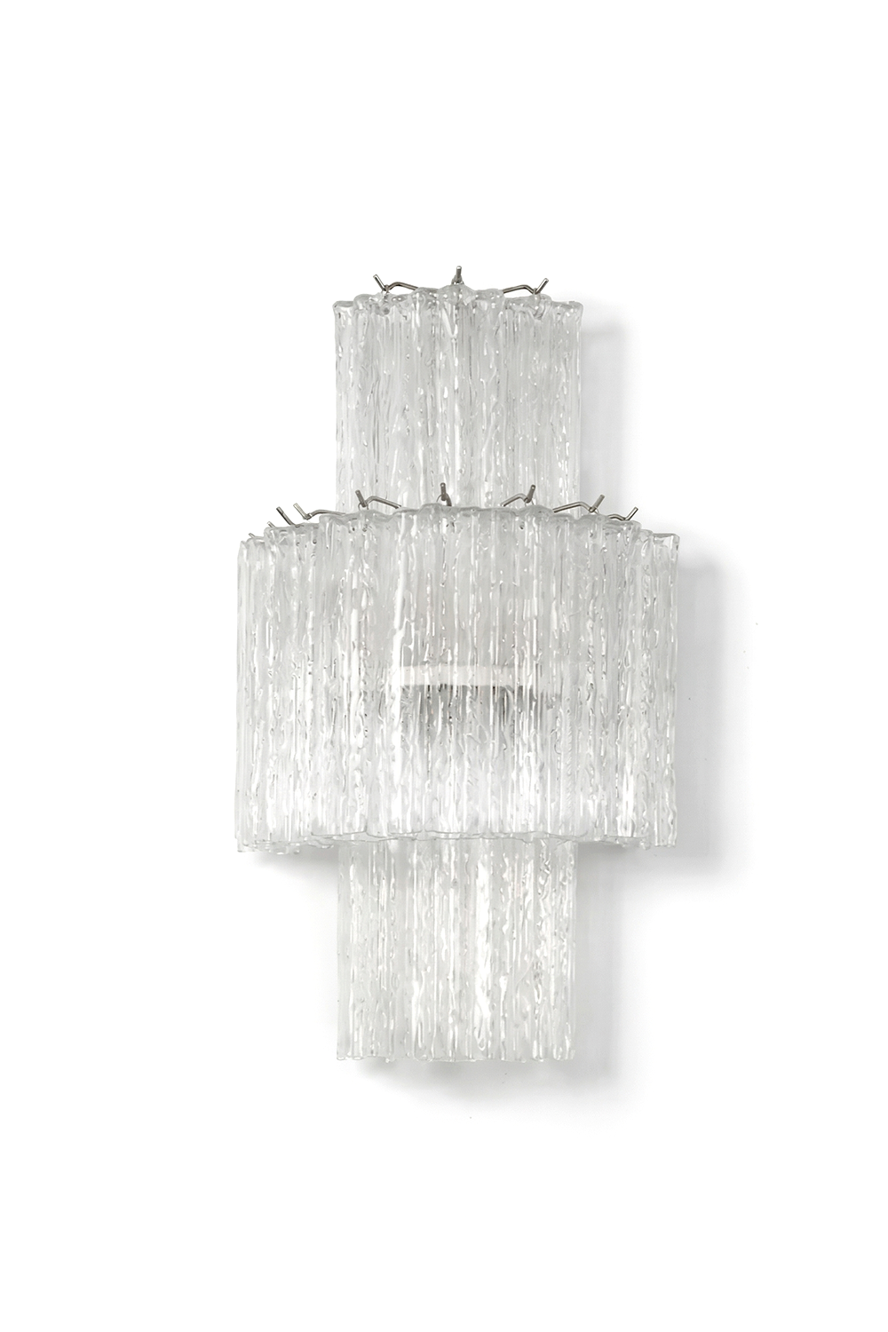 Side profile detail of glacier glass wall light | Metal, Glass | Showing tiered layers and silver frame edge | Samu Lamp
