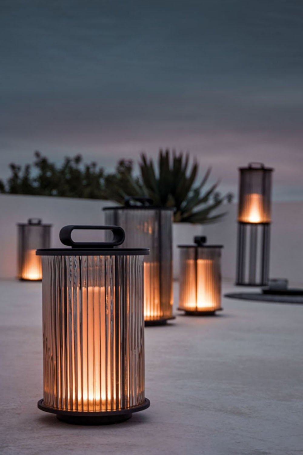 Glass Lantern Outdoor Table Lamp