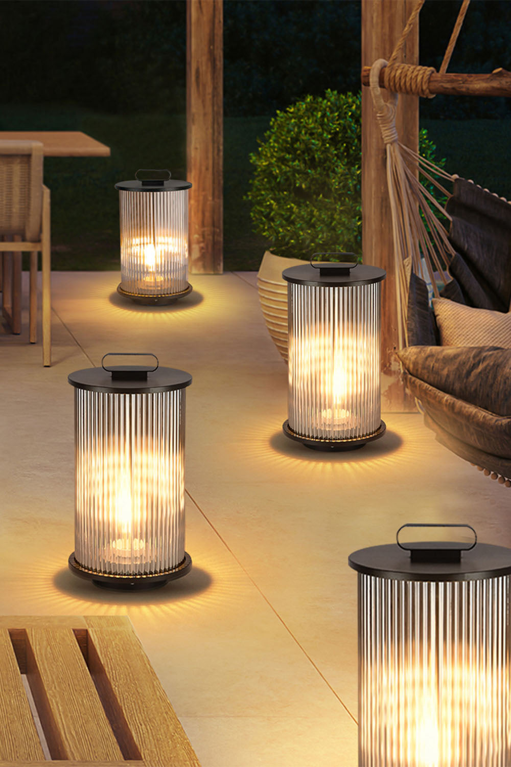 Glass Lantern Outdoor Table Lamp