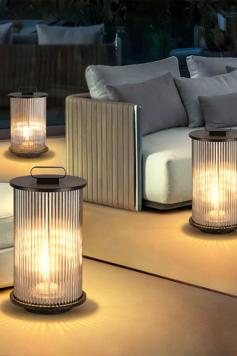 Glass Lantern Outdoor Table Lamp