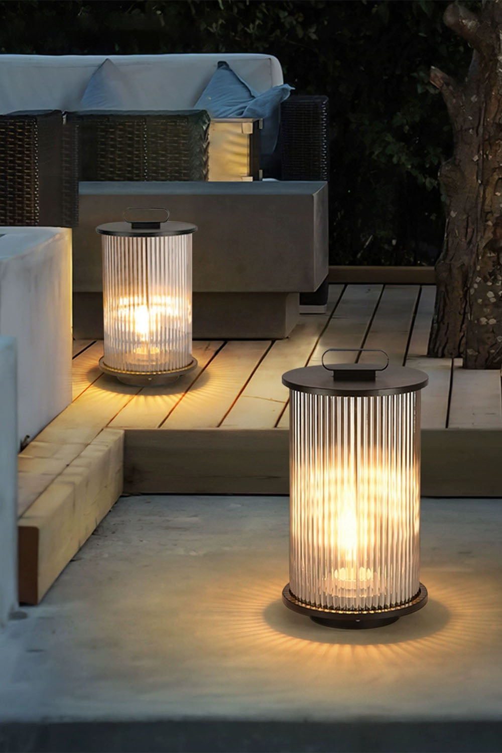 Glass Lantern Outdoor Table Lamp