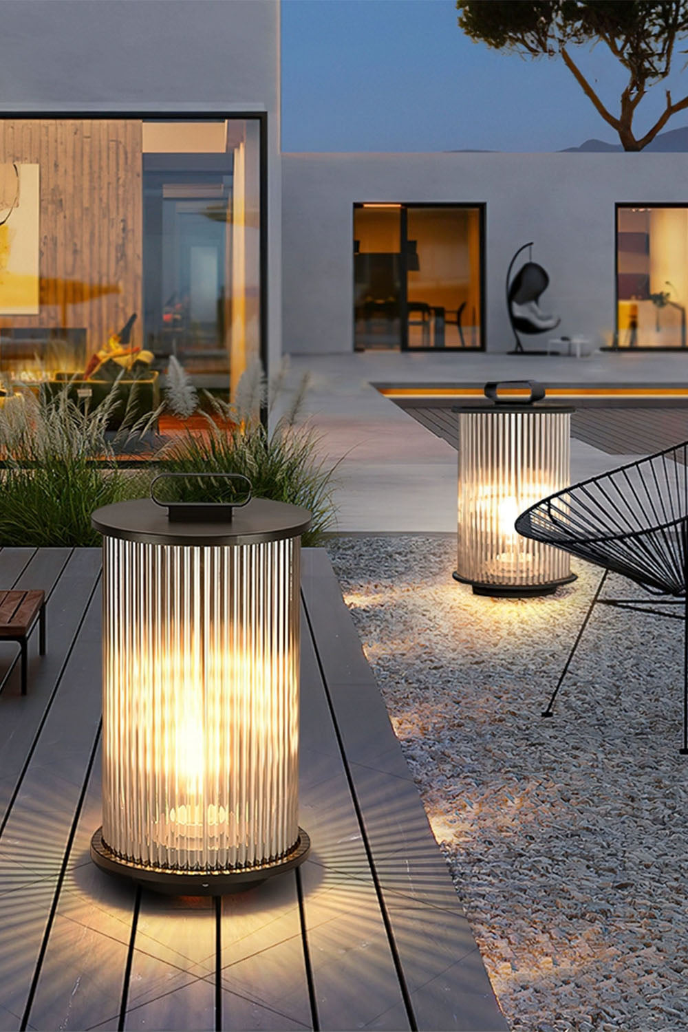 Glass Lantern Outdoor Table Lamp