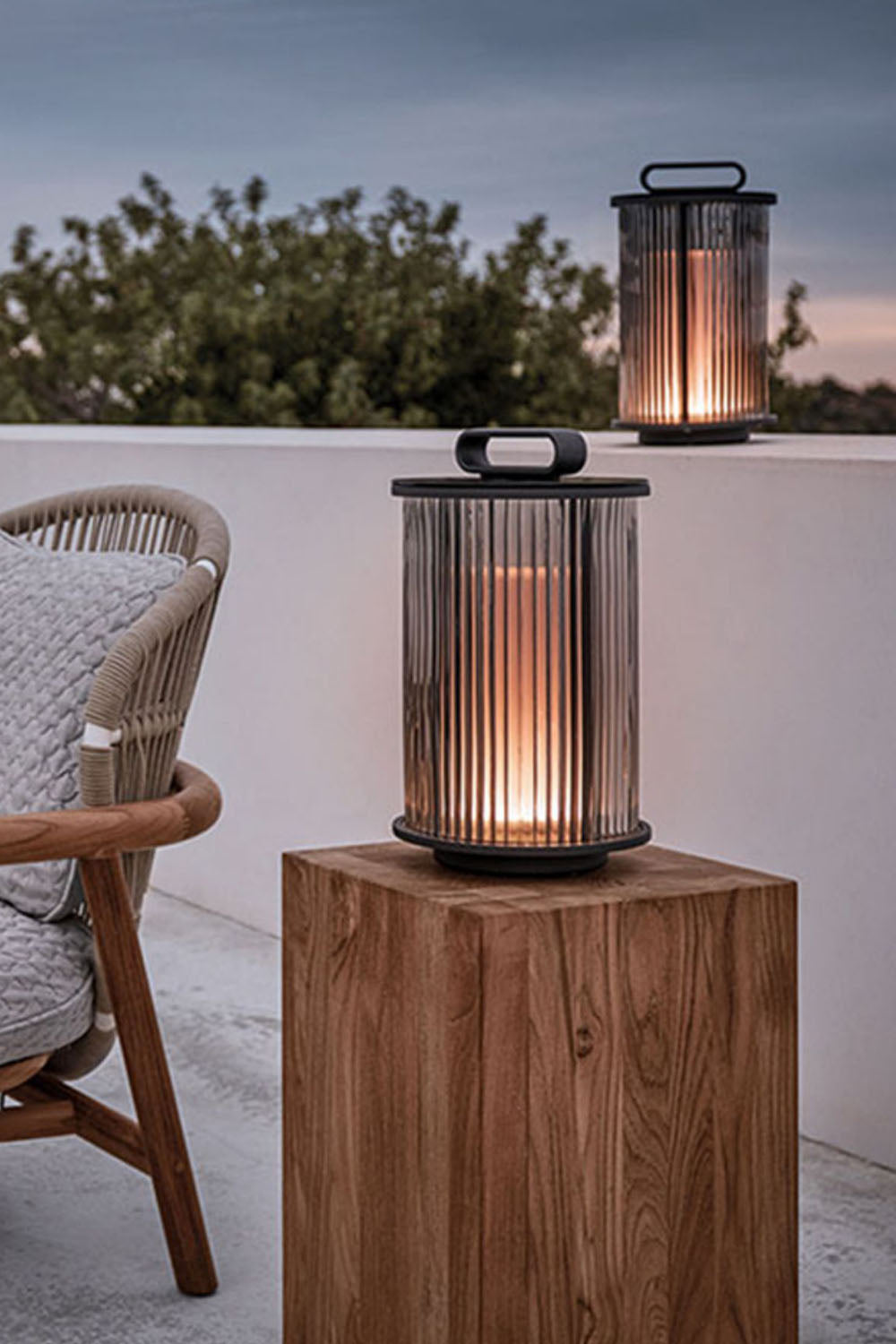Glass Lantern Outdoor Table Lamp