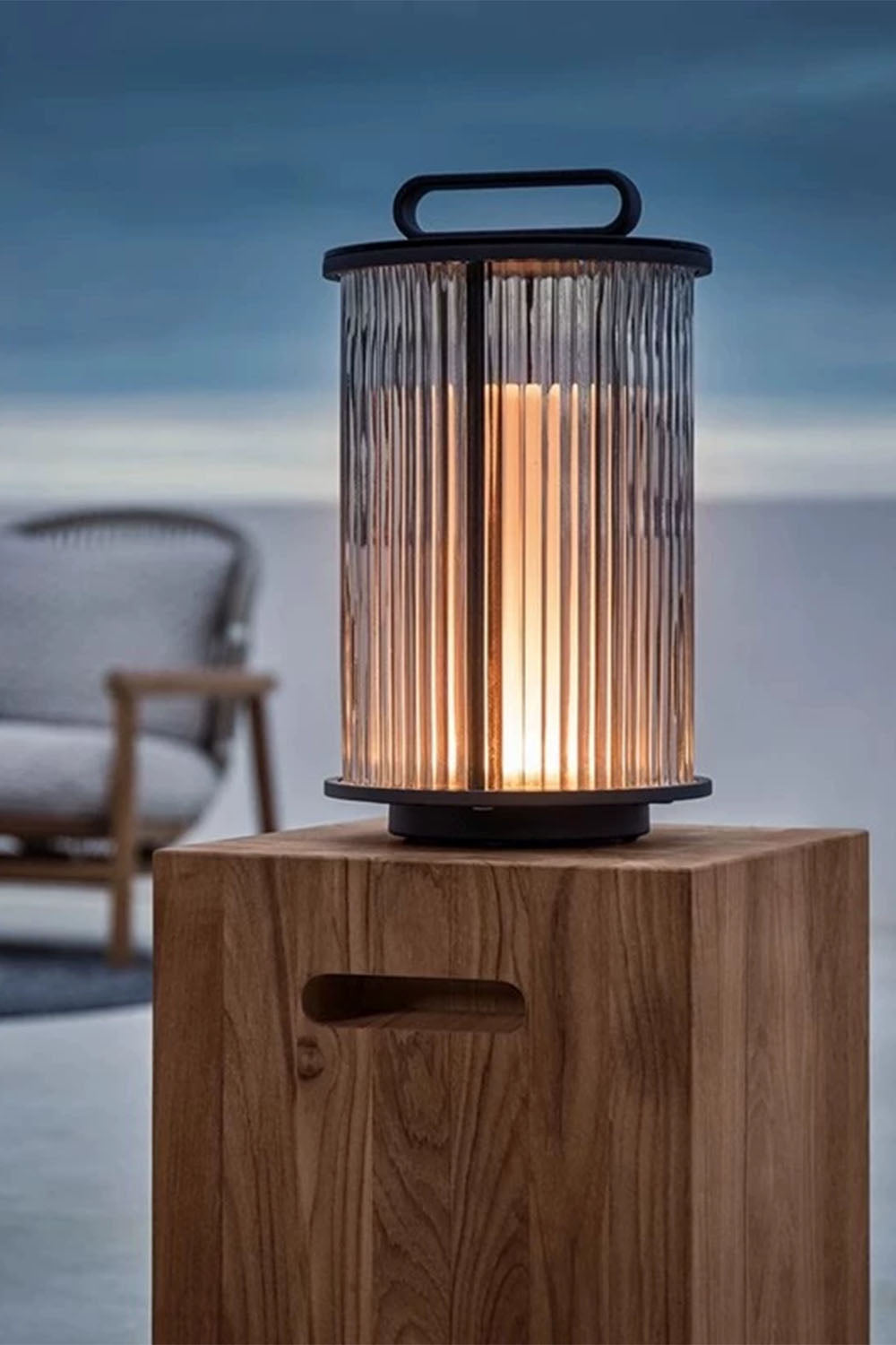 Glass Lantern Outdoor Table Lamp