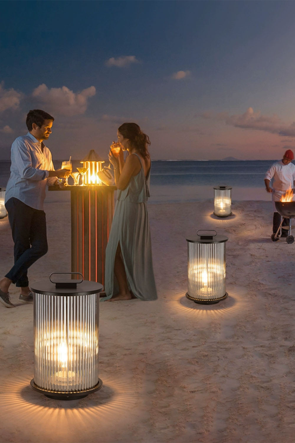 Glass Lantern Outdoor Table Lamp