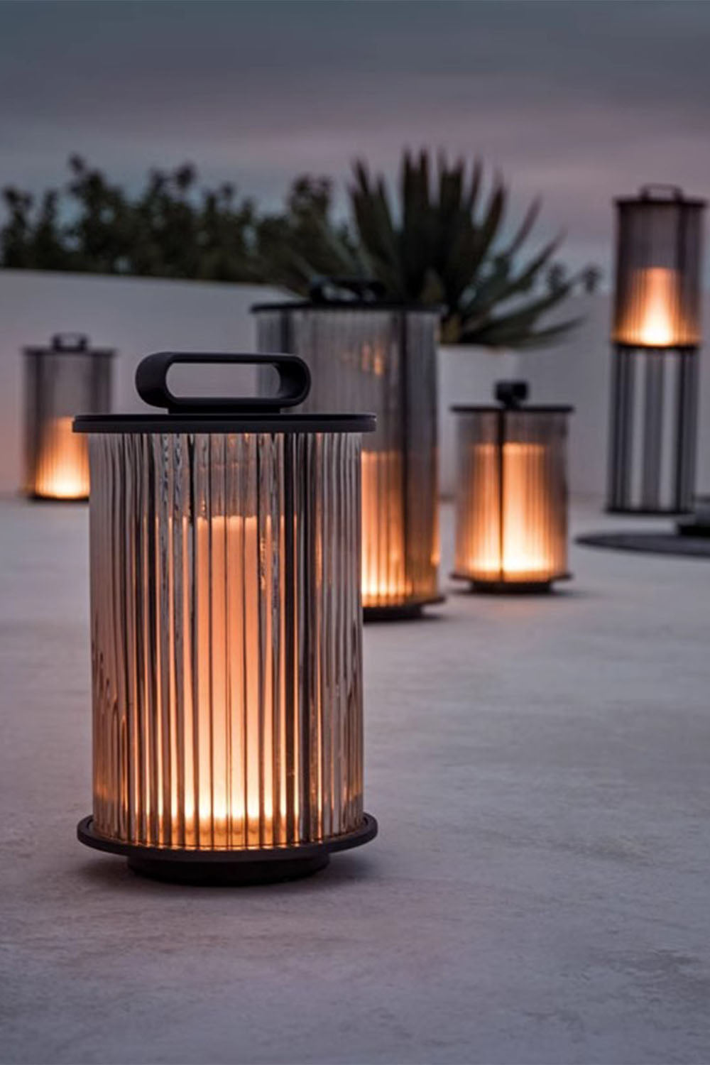 Glass Lantern Outdoor Table Lamp