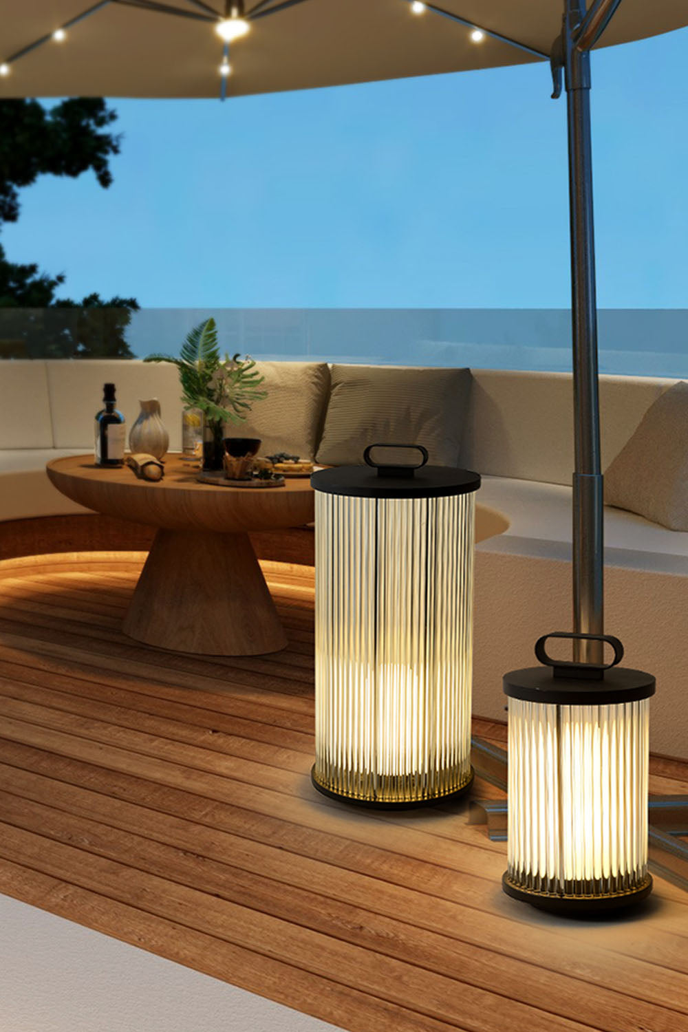Glass Lantern Outdoor Table Lamp