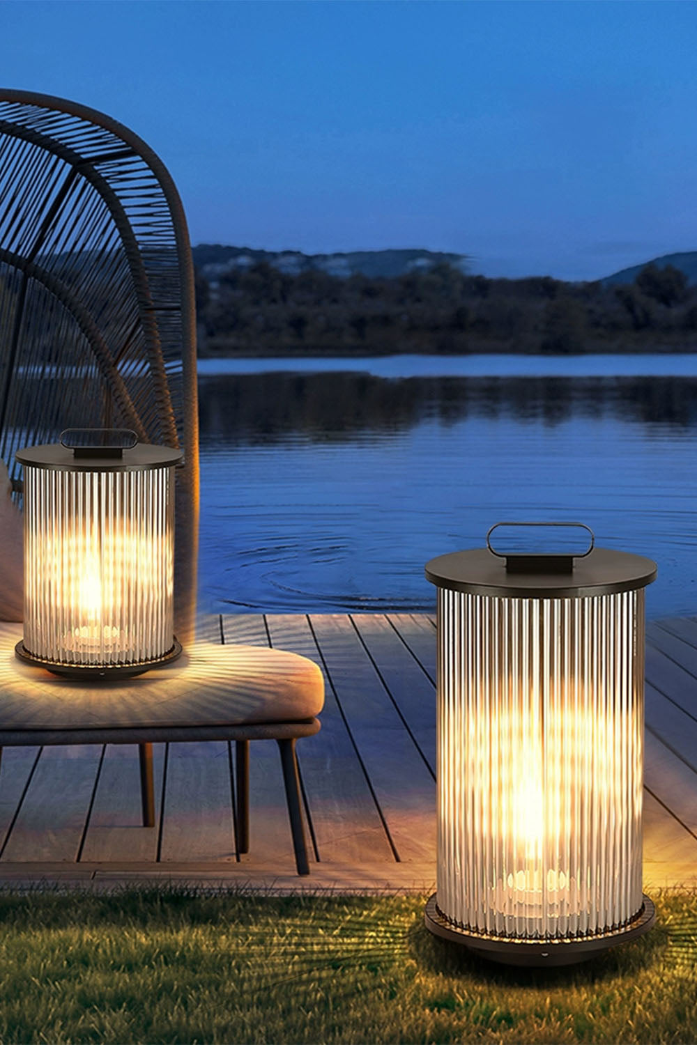 Glass Lantern Outdoor Table Lamp