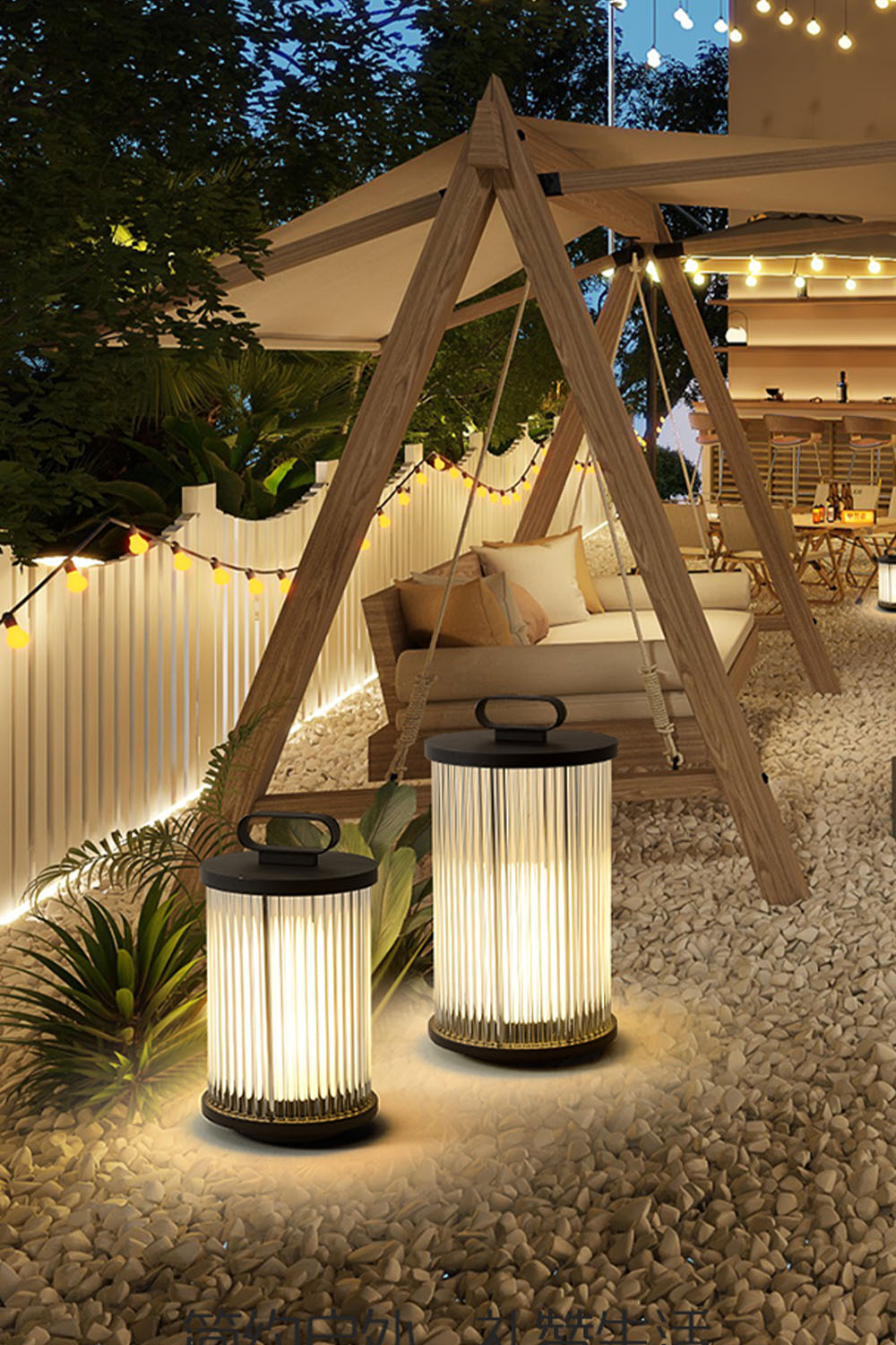 Glass Lantern Outdoor Table Lamp