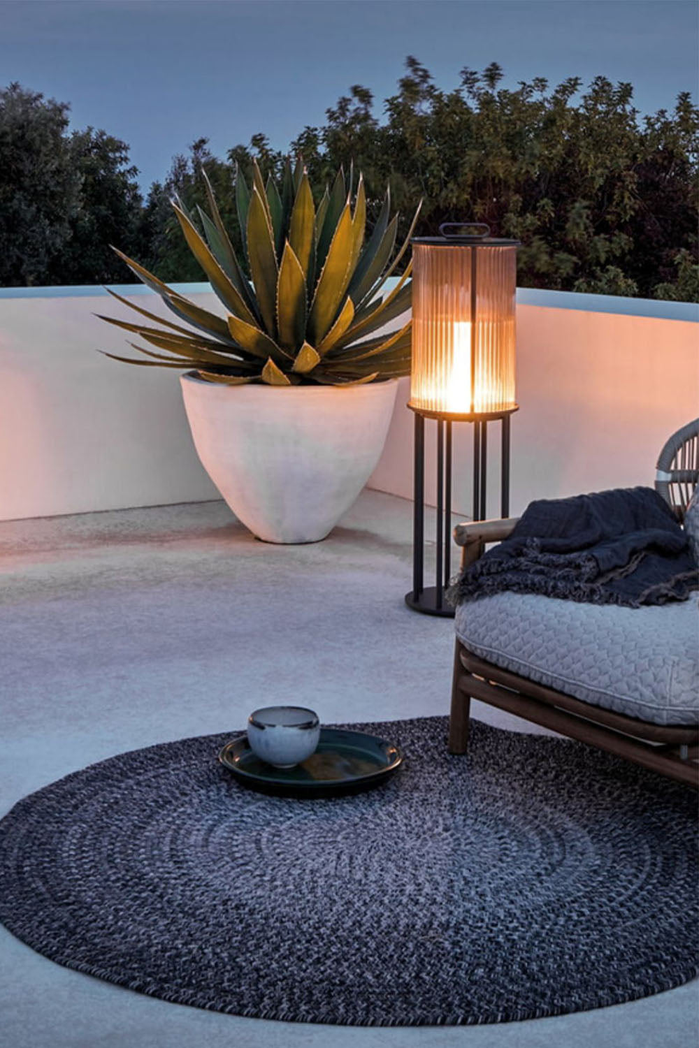 Glass Lantern Outdoor Table Lamp