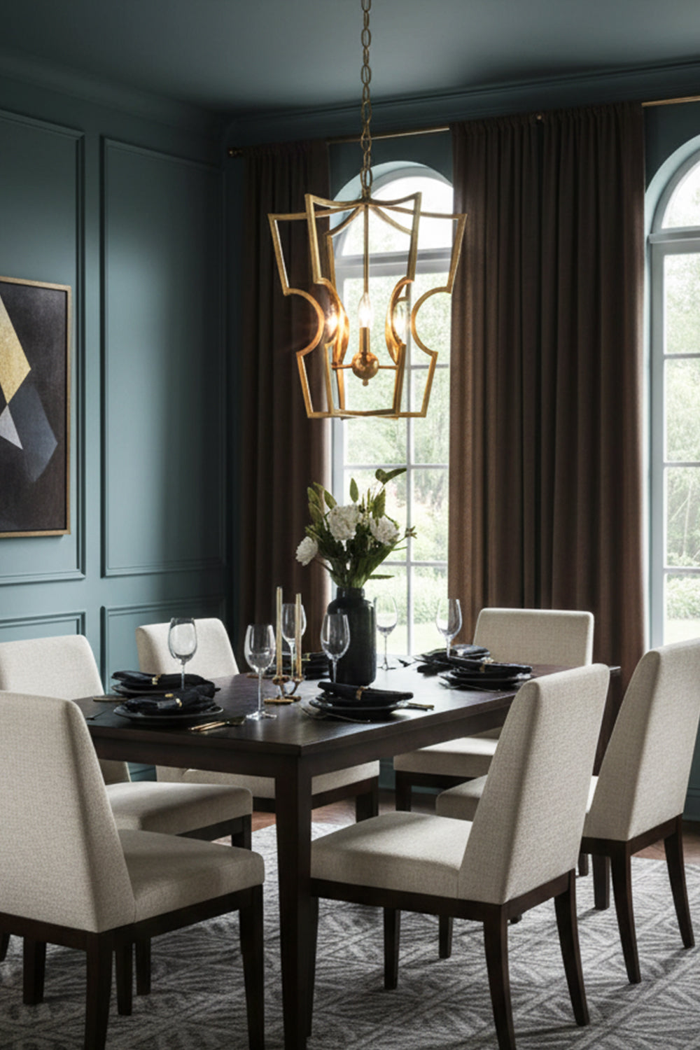 Golden Frame Lantern Chandelier