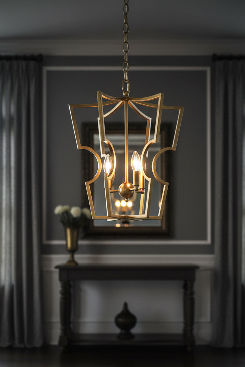 Golden Frame Lantern Chandelier