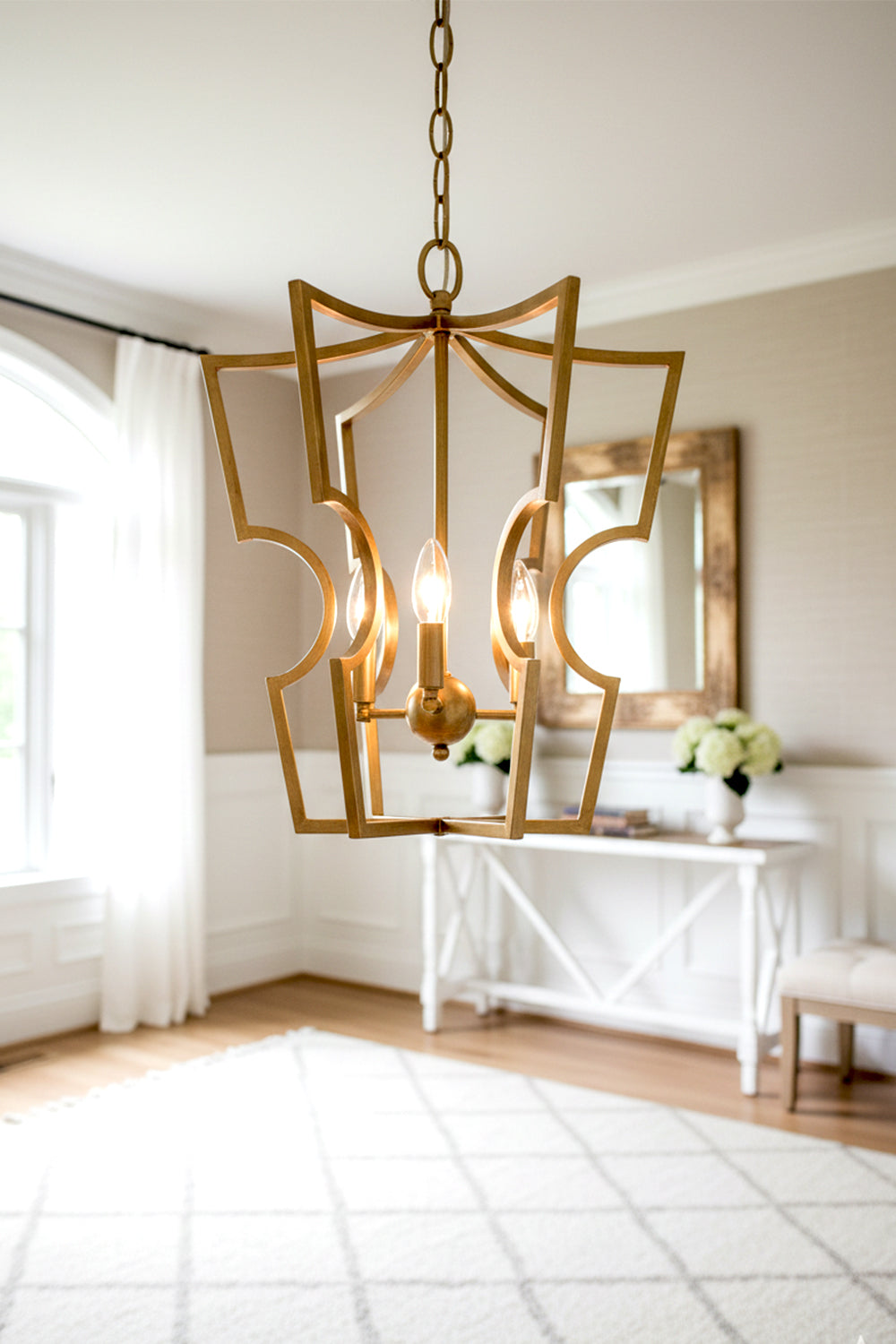 Golden Frame Lantern Chandelier